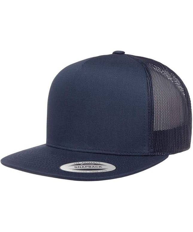 Yupoong 5-Panel YP Classic Trucker Cap | High Profile Flat Visor Snapback | OSFM | Bulk Packs Available