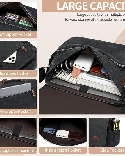 Canvas Messenger Bag for Men Waterproof Business Bags for Men Vintage Canvas Laptop Bag