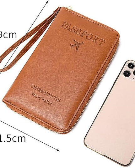 Multi-Function RFID Travel Passport Wallet with Phone Pocket - Ultimate Passport Holder for Women & Men | Holds Phones, Passports, Cash, Cards & Boarding Passes (Pink)
