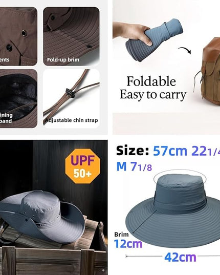 Wide Brim Bucket Hat Men Fishing Hiking Gardening Hat for Men and Women Fisherman Hat UPF 50+