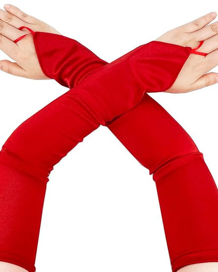 Fingerless Long Glove 1920s Satin Stretchy Elbow Length Opera Party Gloves