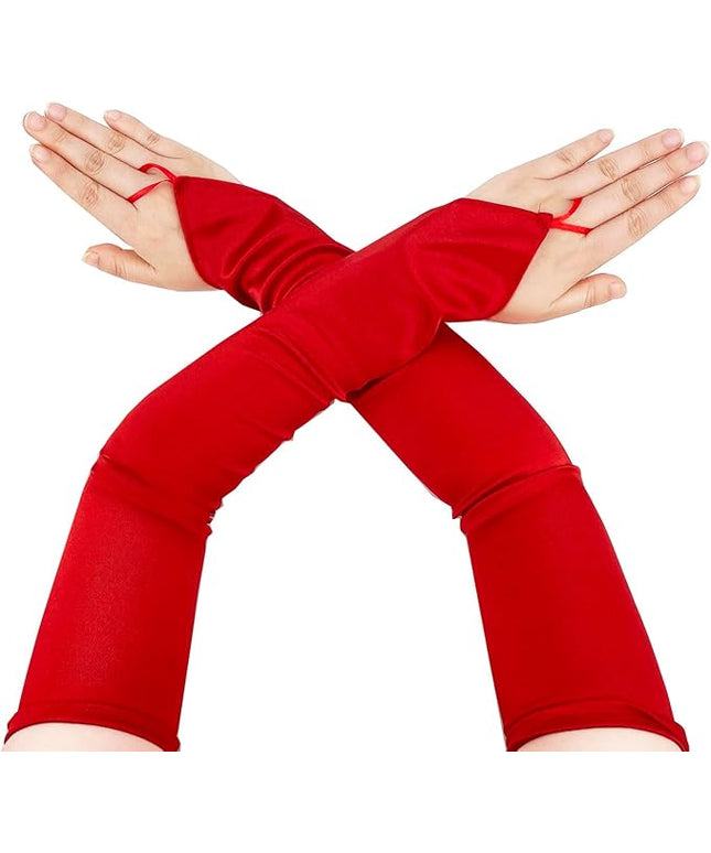 Fingerless Long Glove 1920s Satin Stretchy Elbow Length Opera Party Gloves