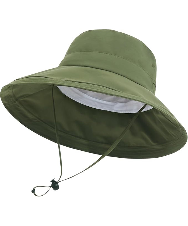 Sun Hats for Women, Wide Brim Waterproof Bucket Hat, Summer Beach Packable Ponytail Hat,UPF 50+ UV Protection