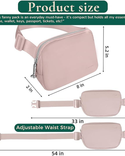 Anti-Theft Fanny Pack for Women & Men, Lightweight Secure Crossbody Waist Bag with Anti-Slip Adjustable Strap for Travel, Hiking, Running, Water-Resistant Belt Bag, Everyday Essentials Organizer Pink