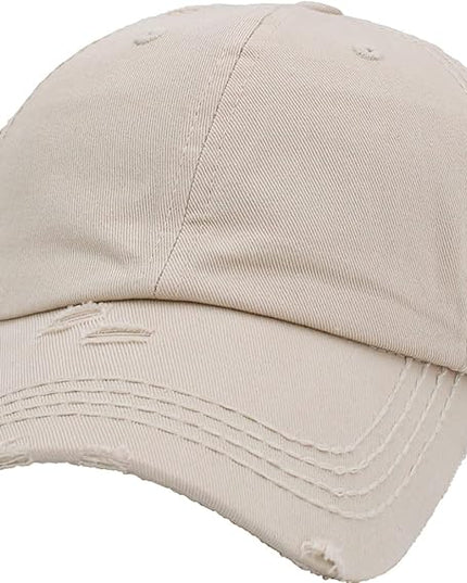 KBETHOS Vintage Washed Distressed Cotton Dad Hat Baseball Cap Adjustable Polo Trucker Unisex Style Headwear
