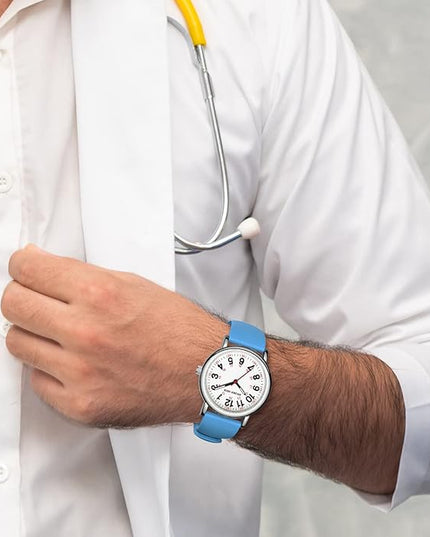 GOLDEN HOUR Waterproof Nurse Watch for Medical Professionals, Students Women Men - Military Time Luminouse Easy Read Dial, 24 Hour with Second Hand, Colorful Silicone Band