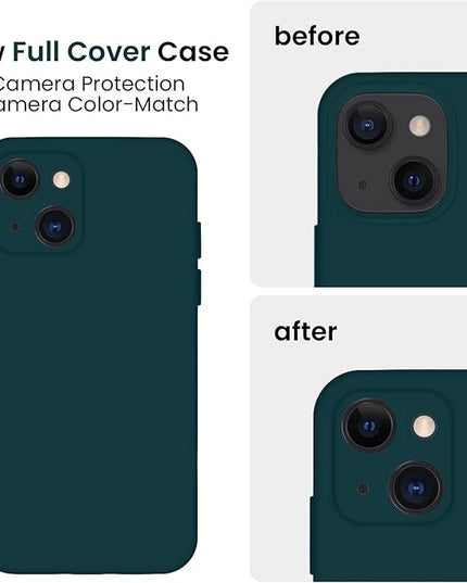 FireNova Designed for iPhone 13 Case, Silicone Upgraded [Camera Protection] Phone Case with [2 Screen Protectors], Soft Anti-Scratch Microfiber Lining Inside, 6.1 inch, Teal