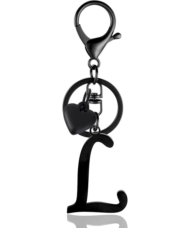 A-Z Heart Initial Letter Keychain, Stainless Steel Alphabet Charm for Handbags, Gift for Women and Girls
