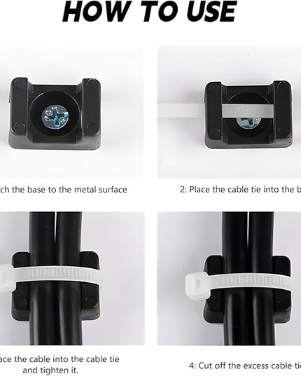 20Pcs Magnetic Zip Tie Mount and 100 Nylon Cable Ties, Magnetic Cable Clips, Multi-purpose Cable Tie Management Base, Office Cable Organizer (22mm)