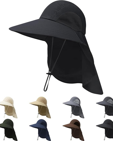NPQQUAN Sun Hats for Men Women with Neck Flap UPF 50+ UV Protection Wide Brim Bucket Hat Safari Hiking Fishing Hats