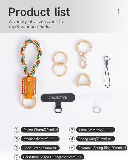 project-cb Phone Finger Ring Strap 1,Phone Tether Tab 2,Phone Lanyard,Phone Strap,Key Chain,Key Ring 2,Charms for Phone Case,Phone Accessories(Black-B)