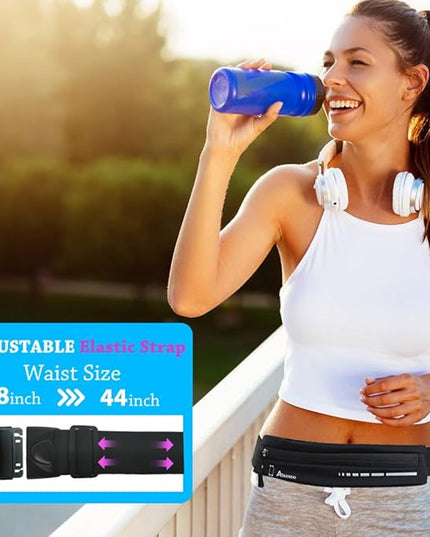 AIKENDO Slim Running Belt for Women Men,Runners Fanny Pack Phone Holder,Running Pouch Waist bag for Workout Jogging,Money Belt Running Gear Accessories