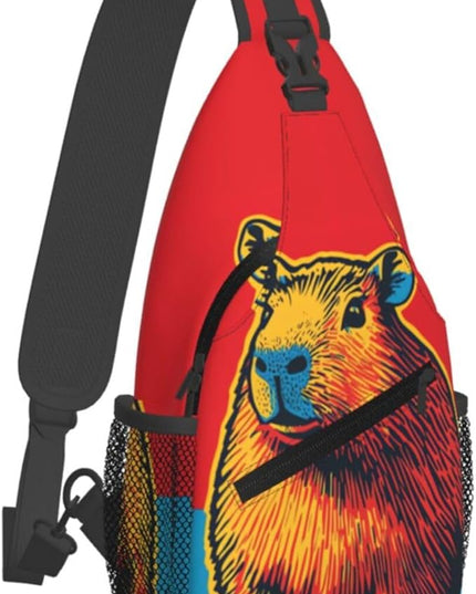 Animal Face Sling Bag Crossbody Bags Chest Bag Backpack for Travel Running and Hiking for Men Women Colorful Capybara