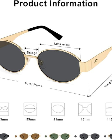 SOJOS Retro Oval Sunglasses for Women Trendy Classic Shades UV400 Protection SJ1256