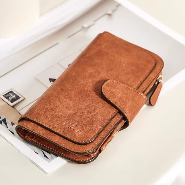 CLUCI Wallet For Women PU Leather RFID Blocking Womens Wallet Bifold Card Holder with ID Window Gifts for Women Birthday | RFID Blocking, Designer, Trifold, Card Holder, ID Window