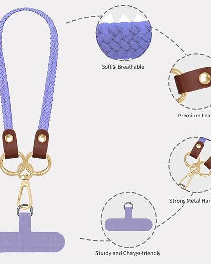 Stretchy Phone Lanyard Tether, 2 Pack Phone Leash Anti-theft Phone Strap for Anti-drop Outdoor Hiking Cycling Climbing Universal for Most Cell Phones, Lavender
