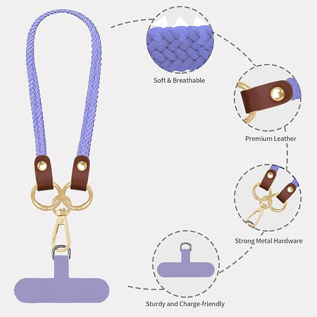 Stretchy Phone Lanyard Tether, 2 Pack Phone Leash Anti-theft Phone Strap for Anti-drop Outdoor Hiking Cycling Climbing Universal for Most Cell Phones, Lavender