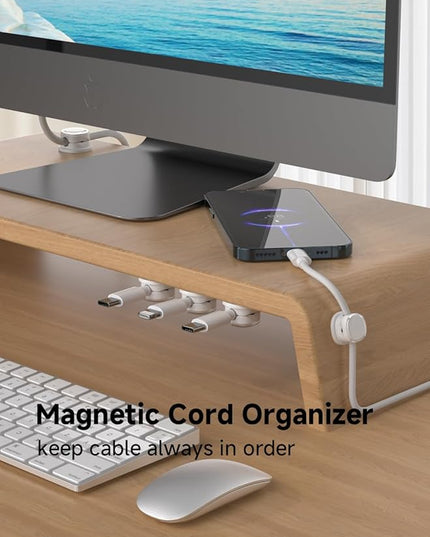 Magnetic Cable Clips, Adjustable Cord Holder Management, Adhesive Wire Keeper Organizer for Home Office Desk Phone PC Car Wall Desktop Nightstand Appliance (9-PCS White)