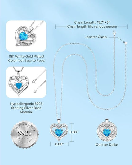 S925 Sterling Silver Necklace for Women, Wife Jewelry Rose Gold, Mom Birthday Valentines Mothers Day Gifts, Girlfriend Necklaces, Daughter Heart Jewel, Anniversary for Her