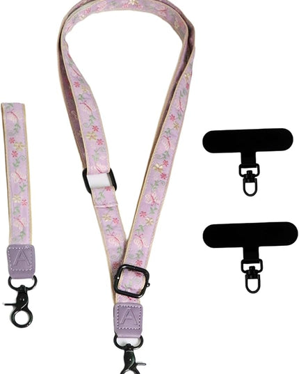 Adjustable Lanyard for Phone, Camera, Name Tags, ID card, Keychain and Wristlet Straps with 2 phone pads(Black)