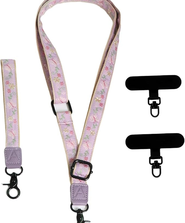 Adjustable Lanyard for Phone, Camera, Name Tags, ID card, Keychain and Wristlet Straps with 2 phone pads(Black)