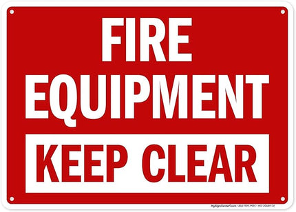 Fire Equipment Keep Clear Sign, 10x14 Inches, 55 mil thick HDPS (high density polystyrene), Made in USA by My Sign Center