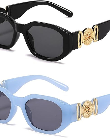 BUTABY Rectangle Sunglasses for Women Retro Driving Glasses 90’s Vintage Fashion Irregular Frame UV400 Protection