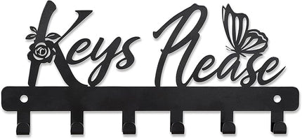 Deveosa Key Hooks Holder for Wall Decorative - Small Blakc Cute Front Door Car Garage Keyholder Entryway Sign House Hanging Key Chain Ring Hangers Stand for Wall Mount Racks