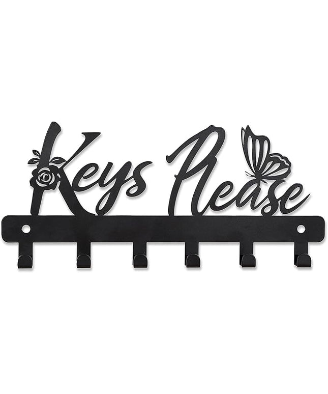 Deveosa Key Hooks Holder for Wall Decorative - Small Blakc Cute Front Door Car Garage Keyholder Entryway Sign House Hanging Key Chain Ring Hangers Stand for Wall Mount Racks