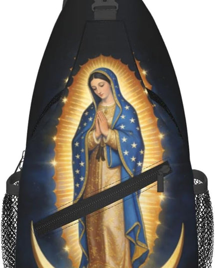 Our Lady of Guadalupe Sling Bag Crossbody Bags Clovers Chest Bag for Travel Hiking for Men Women Virgin Marys 6