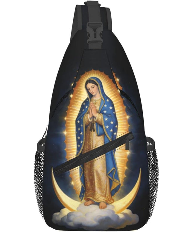 Our Lady of Guadalupe Sling Bag Crossbody Bags Clovers Chest Bag for Travel Hiking for Men Women Virgin Marys 6