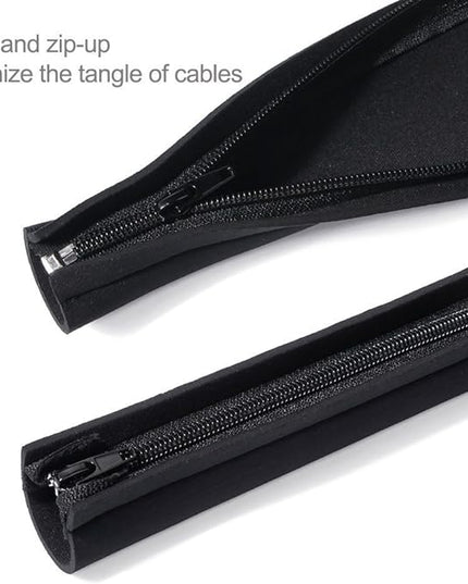 JOTO 4 Pack Cable Management Sleeve, 19-20 Inches Cord Organizer System with Zipper for TV Computer Office Home Entertainment, Flexible Cable Sleeve Wrap Cover Wire Hider System -Black