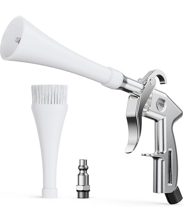 Tornado Car Cleaning Gun Interior Dryer Air Blow Gun, Automotive Tool Car Detailing Supplies High Pressure Air Gun, Car Detailing Cleaner Kit for Car Quickly Blasts Dirt and Dust Works with Air Silver