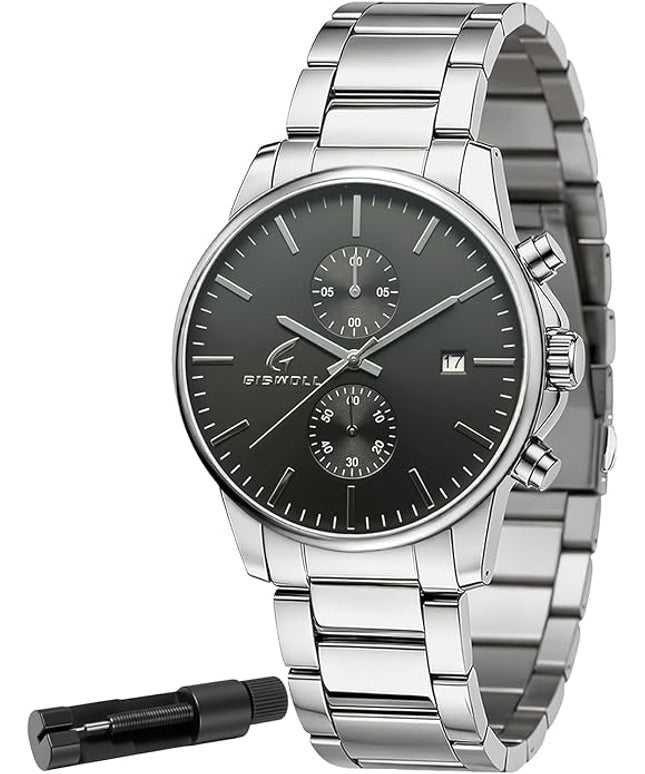 Stylish Stainless Steel Chronograph Watches for Men with a Hefty, Solid-Build Feel — Waterproof Quartz Mens Watches with Auto Date & Second Subdials, Valentines Day Gifts for Him, Boyfriend, Husband, Dad