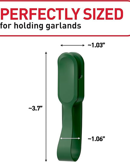 Command Garland Holder, Fireplace Mantle Garland Holder for Displaying Garlands, Wreaths, and Holiday Decor Without Leaving Damage, Holes, or Residue, Holds 2lbs, Green, 6 Pack