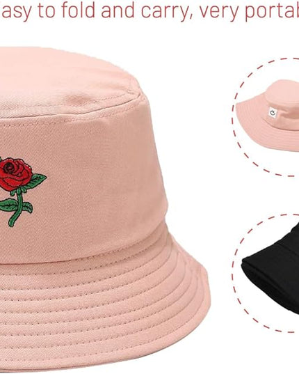 Cotton Bucket Hat for Women Men Summer Travel Sun Beach Bucket Cap, Unisex Outdoor Fisherman Hat