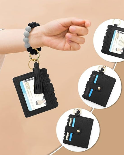 Wristlet Keychain for Women Silicone Key Ring Bracelet Wristlet Wallet Bracelet Keychain Card Holder Keyring