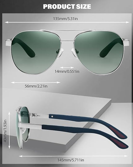 Joopin Polarized Metal Aviation Sunglasses Men, Classic Military Sun Glasses Women, Rectangle Shades UV400 Protection Costume
