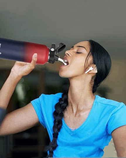 Water Bottle Insulated 32oz 40oz 64oz 128oz Straw Lid Spout Lid & 3 Lids, Leak Proof, Vacuum Insulated,Stainless Steel Water Bottle Wide Mouth for Sports, Gym or Office