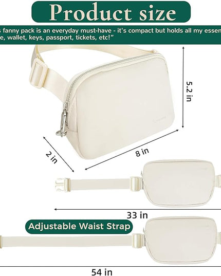 Anti-Theft Fanny Pack for Women & Men, Lightweight Secure Crossbody Waist Bag with Anti-Slip Adjustable Strap for Travel, Hiking, Running, Water-Resistant Belt Bag, Everyday Essentials Organizer Beige