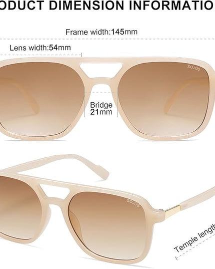 SOJOS Retro Aviator Sunglasses for Women Men,Trendy Rectangle Womens Mens Shades Sun Glasses SJ2202