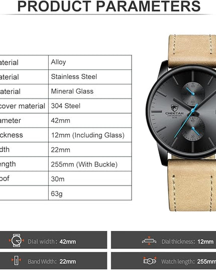 GOLDEN HOUR Mens Watch Fashion Sleek Minimalist Quartz Analog Mesh Stainless Steel Waterproof Chronograph Watches for Men with Auto Date