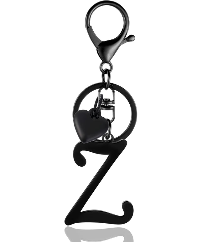 A-Z Heart Initial Letter Keychain, Stainless Steel Alphabet Charm for Handbags, Gift for Women and Girls
