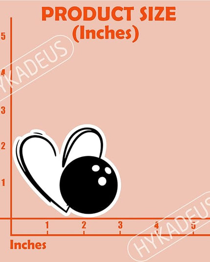 (3Pcs) Bowling Stickers Waterproof Vinyl Bowling Heart Decals for Water Bottle, Tumbler, Phone Case, Poster Board, Laptop, Scrapbooking, Team Players, Coach, 3" x 2.8"