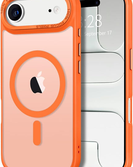 Hython Case for iPhone Air Case Magnetic Translucent Matte Phone Cases 6.5" [Compatible with MagSafe] Thin Slim Fit Shockproof Bumper Hard Protective Cover for Women Men Girls, Frosted Orange