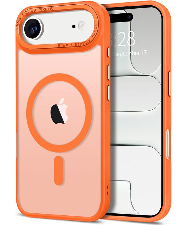 Hython Case for iPhone Air Case Magnetic Translucent Matte Phone Cases 6.5" [Compatible with MagSafe] Thin Slim Fit Shockproof Bumper Hard Protective Cover for Women Men Girls, Frosted Orange