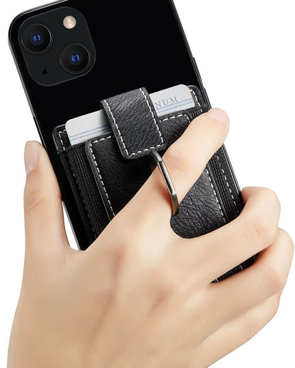 BIAJIYA Phone Card Holder RFID Leather Wallet Credit Adhesive Cell Case Stick-on Card Holder for Women and Men Back of Phone for Most of Smartphones