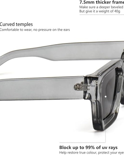 Trendy Square Sunglasses for Men Women Fashion Thick Rectangle Sun Glasses UV Protection Shades Designer Style