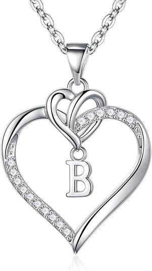 STORUP Christmas Gifts for Women Teen Girls - Heart Initial Necklaces for Women Girls, 14K-Gold-Plated Cubic Zirconia Initial A-Z Pendant Dainty Heart Necklaces for Teen Girl Jewelry Birthday Gifts