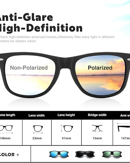 DEMIKOS Sunglasses Men Polarized Sunglasses for Mens Womens Retro Mirror Lens for Driving Fishing UV Protection